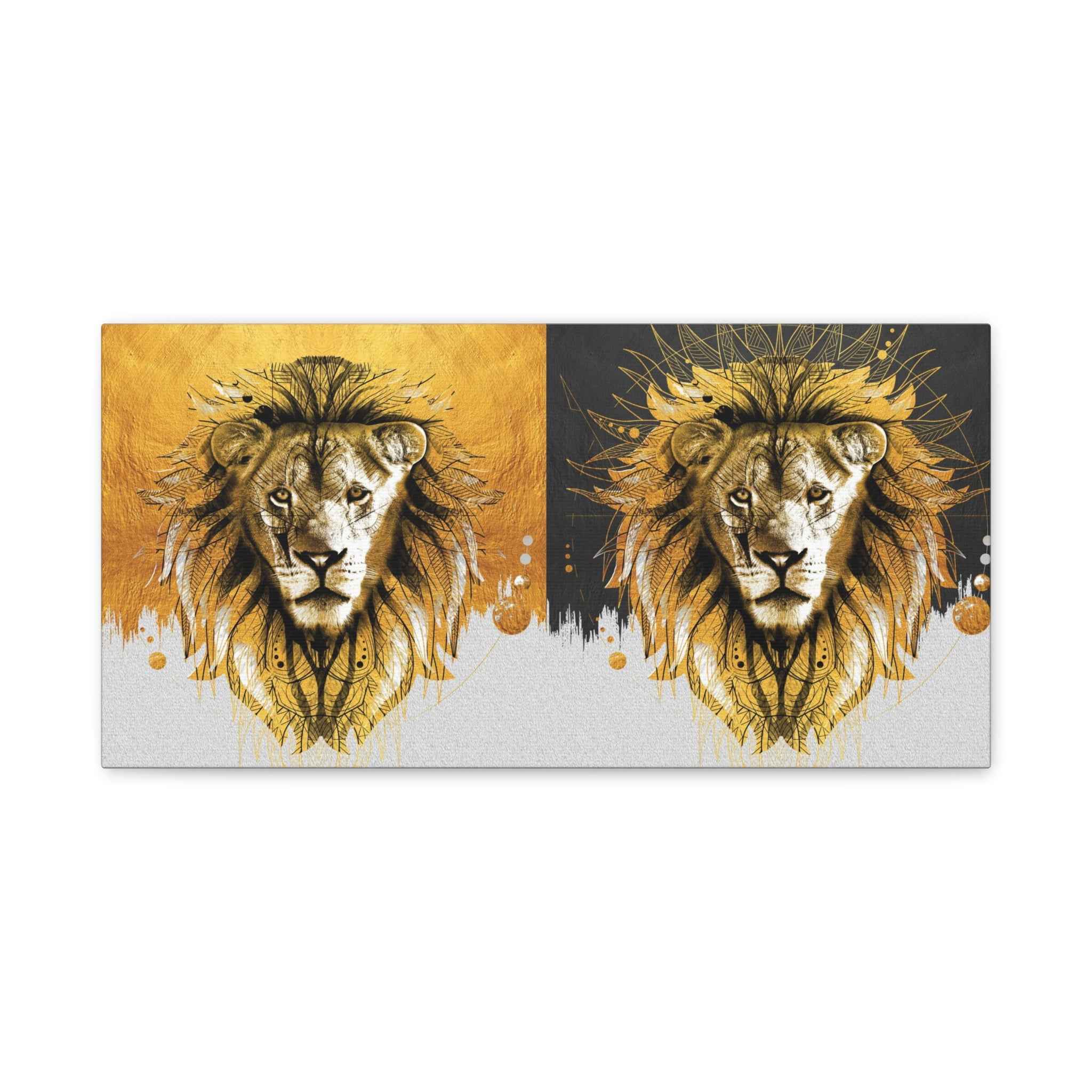 Golden Lion Wall Art – Majestic Canvas Decor for Wildlife Lovers