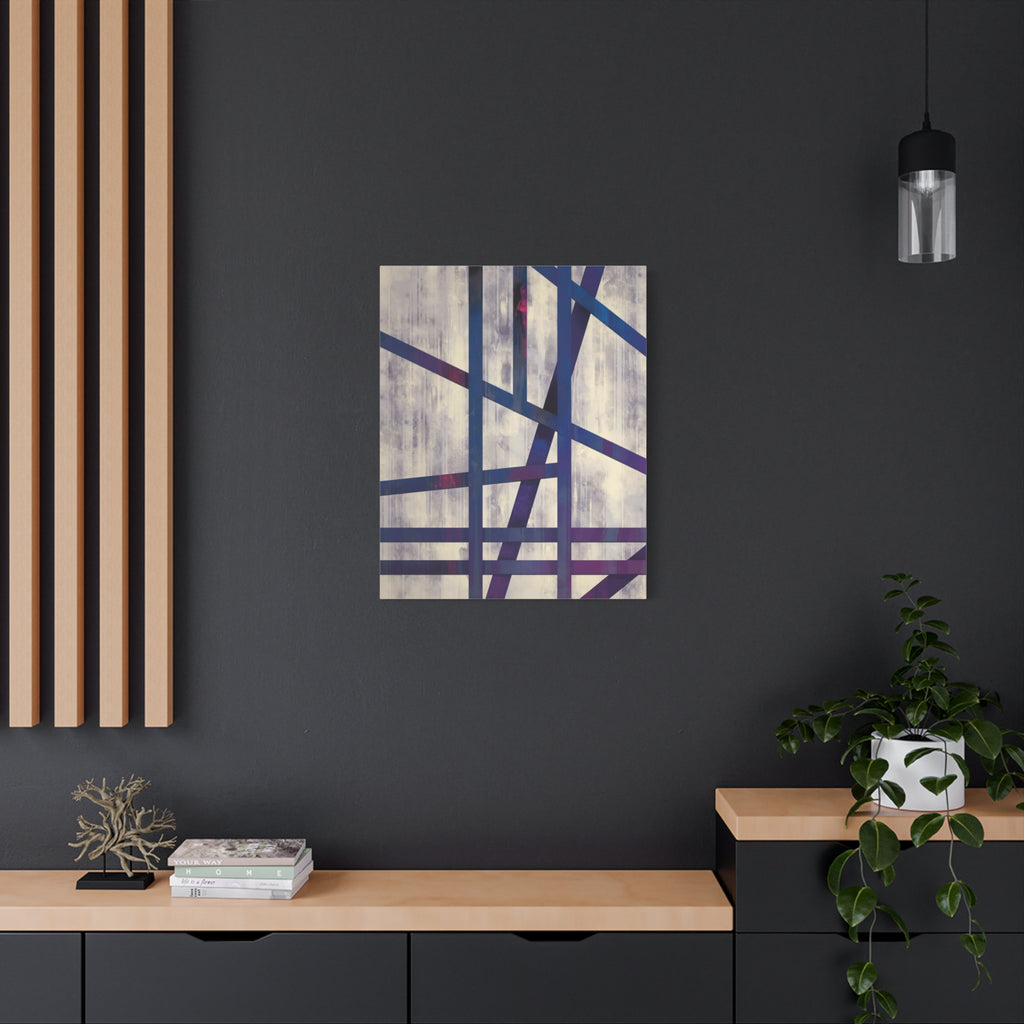 Abstract Geometric Canvas Print – Modern Blue & Purple Lines Art