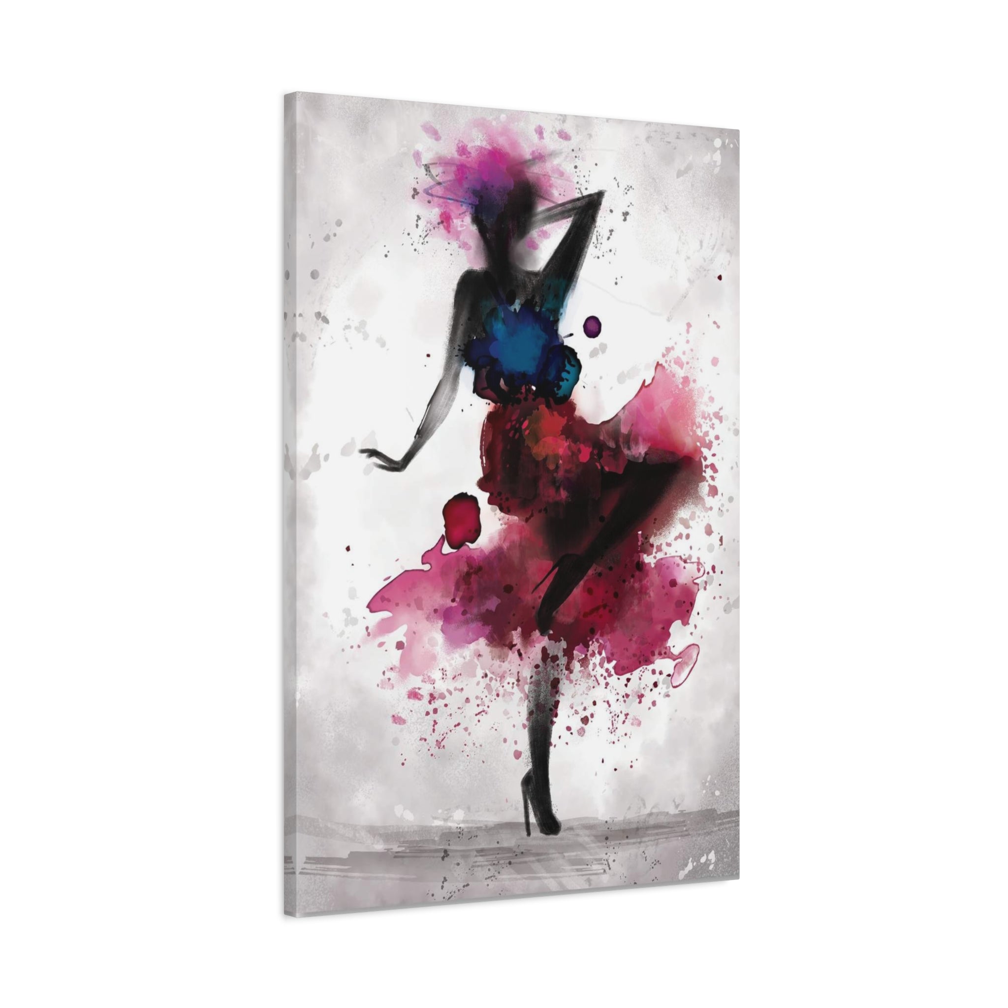 Watercolor Ballet Dancer Canvas Art — Fashion Silhouette Matte Stretched Wall Art 