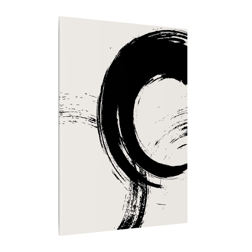 Zen Brushstroke Canvas Wall Art — Minimal Black Circle Abstract