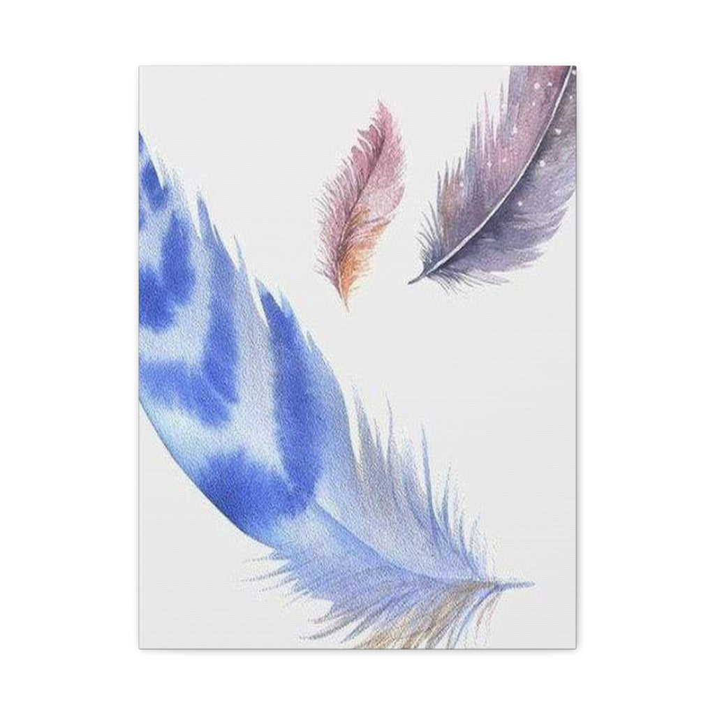 Watercolor Feather Wall Art – Blue & Pastel Feather Canvas Print - TheKaraHan