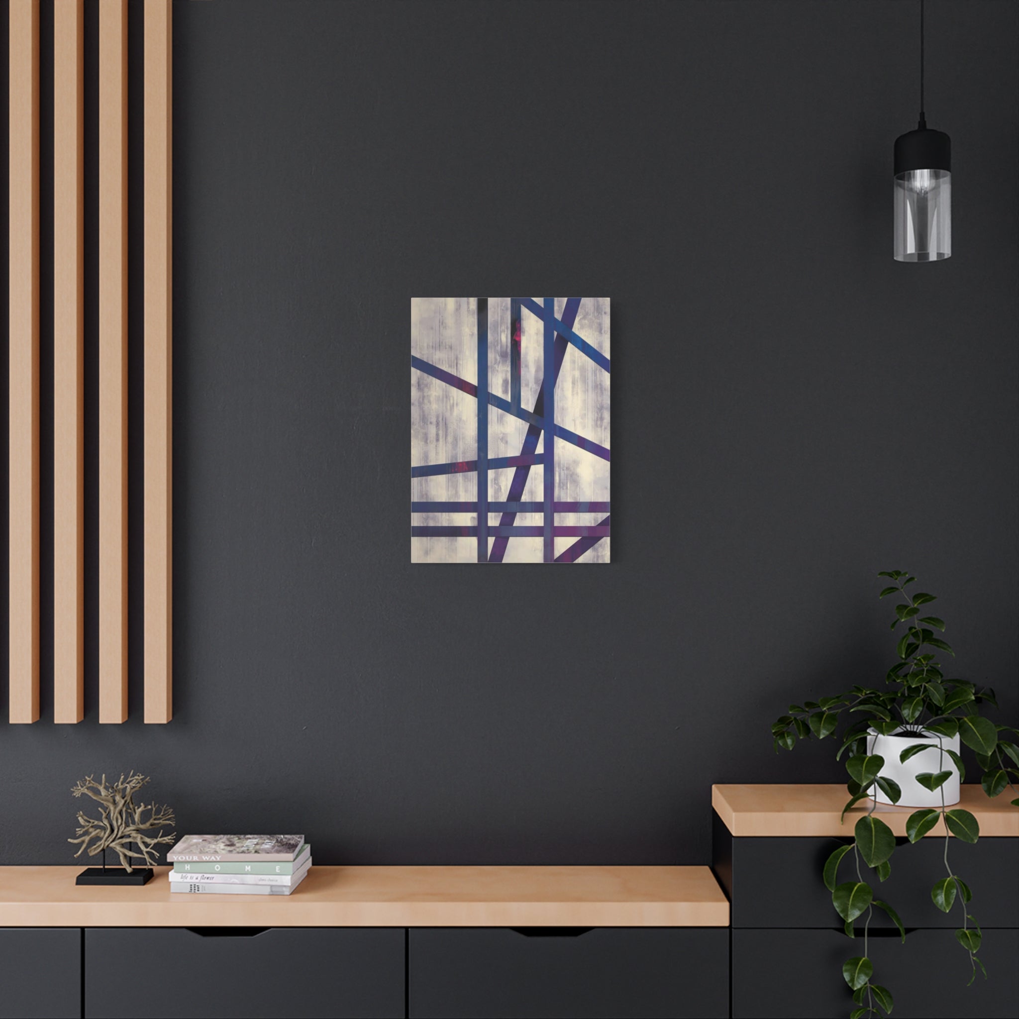 Abstract Geometric Canvas Print – Modern Blue & Purple Lines Art