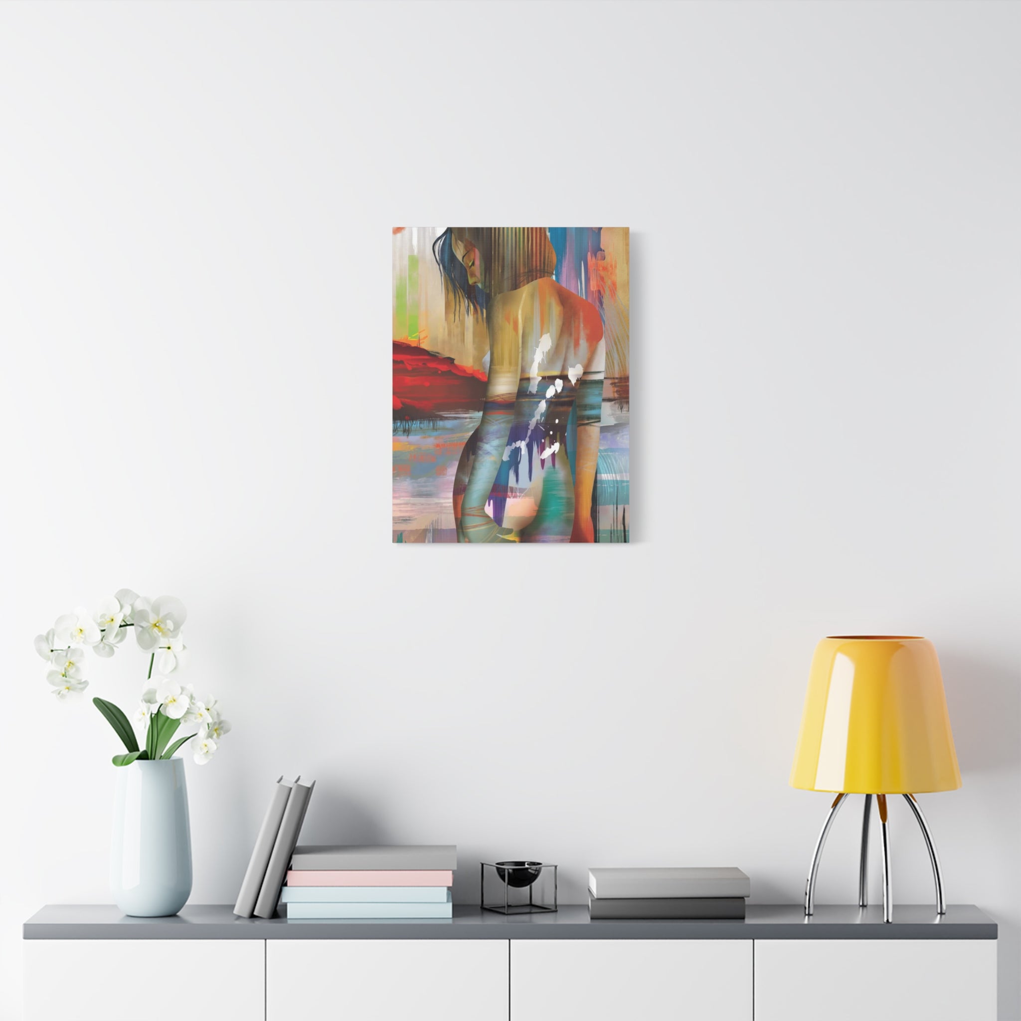 Abstract Figurative Canvas Art – Colorful Woman Matte Stretched Canvas