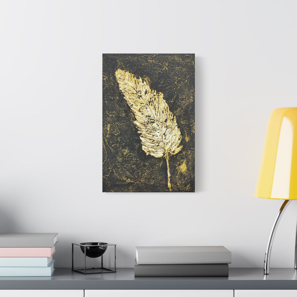Gold Feather Canvas Wall Art – Matte Stretched 1.25" 