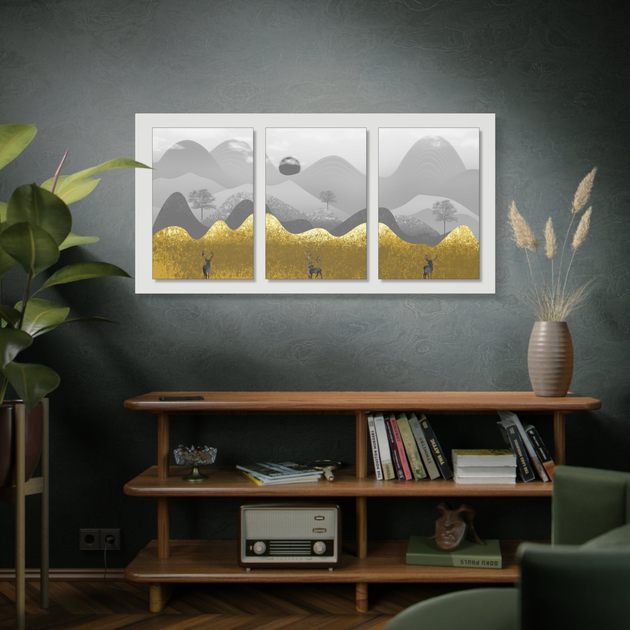 Gold Mountain Triptych Canvas Art for Stunning Home Decor - TheKaraHan