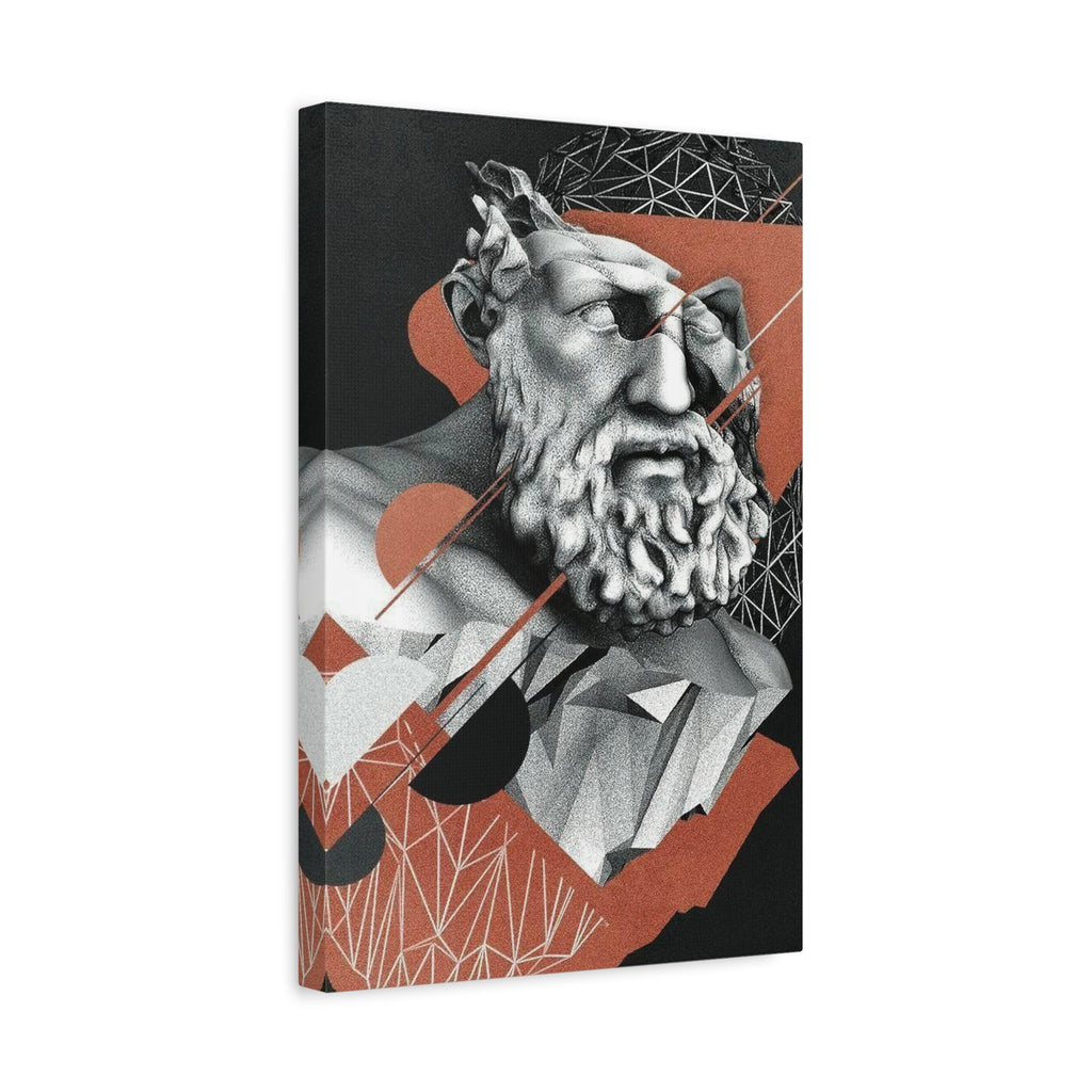 Classical Bust Abstract Matte Canvas Wall Art — Geometric Greek Sculpture Print