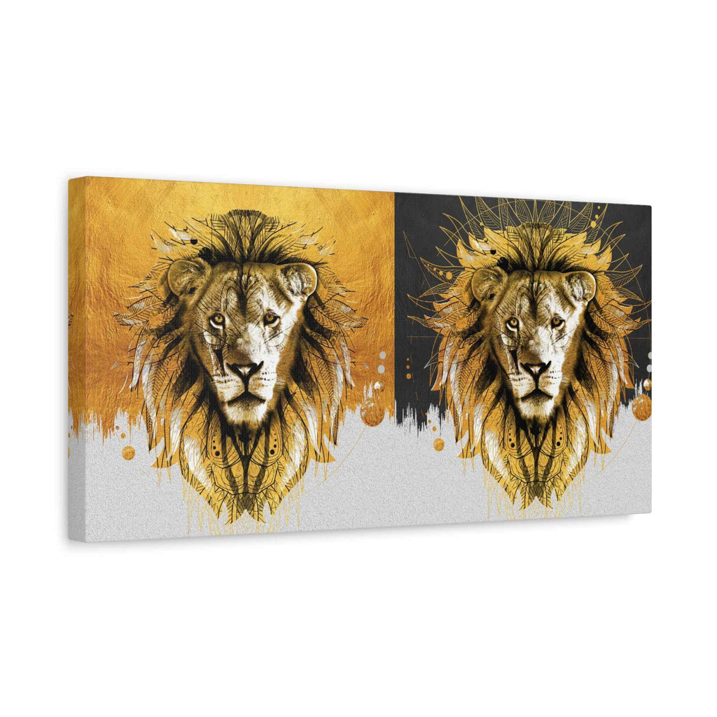 Golden Lion Wall Art – Majestic Canvas Decor for Wildlife Lovers