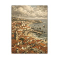 Coastal Mediterranean Canvas Print — Vintage Seaside Town Wall Art