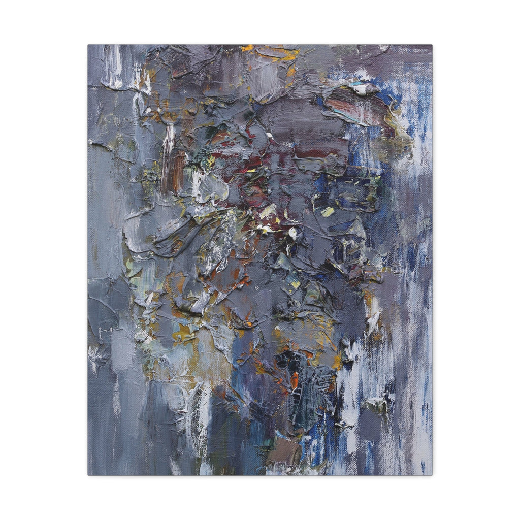 Abstract Textured Canvas Wall Art — Moody Blue Grey Palette - TheKaraHan