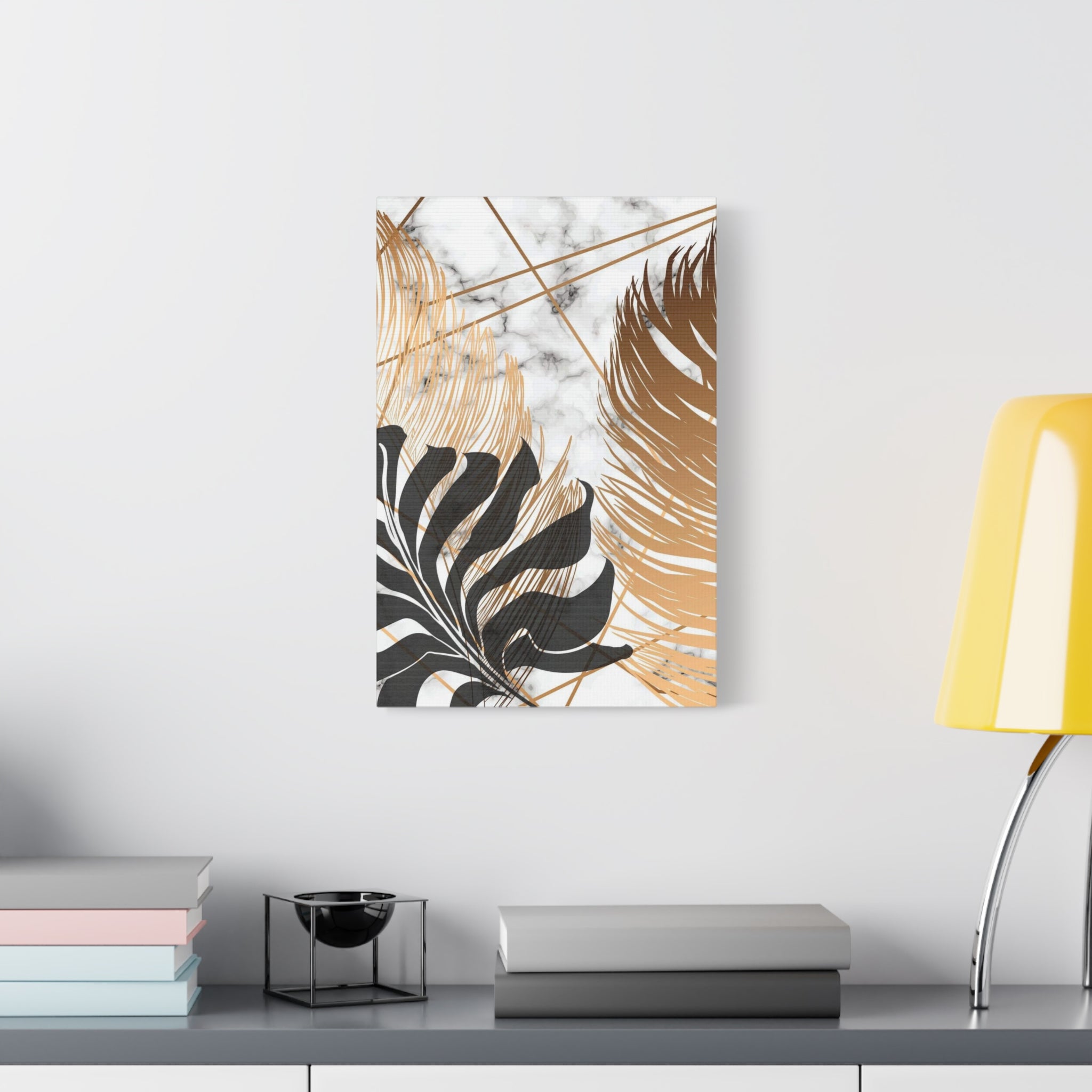 Tropical Palm Canvas Wall Art — Gold & Marble Botanical Print