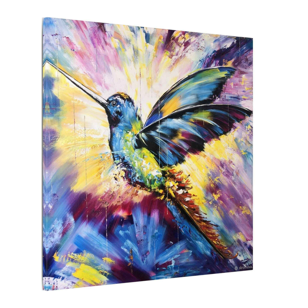 Vibrant Hummingbird Canvas Art - Colorful Abstract Bird Wall Decor (Matte Stretched) - TheKaraHan