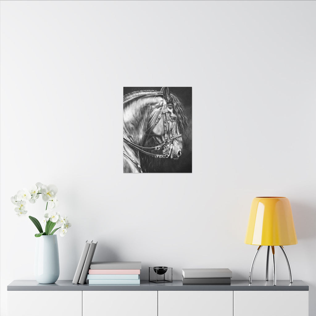 Black & White Horse Portrait Canvas — Matte Stretched Wall Art