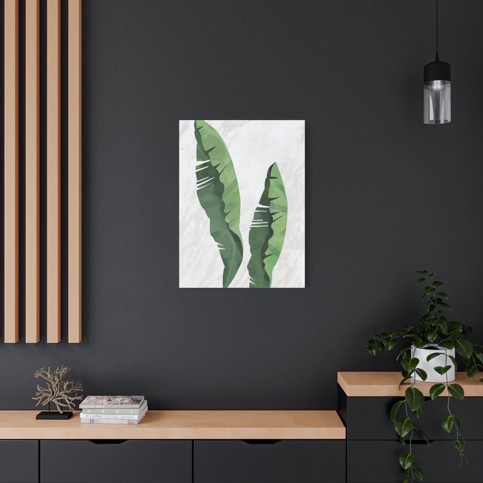 Banana Leaf Botanical Canvas Wall Art - Matte Stretched 1.25"