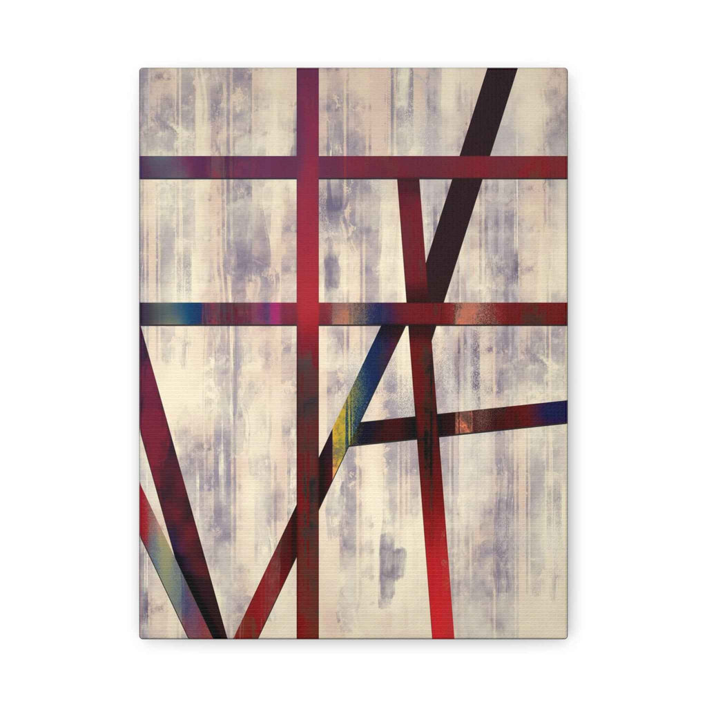 Abstract Geometric Canvas Wall Art — Modern Red & Neutral Stretched Matte Print - TheKaraHan