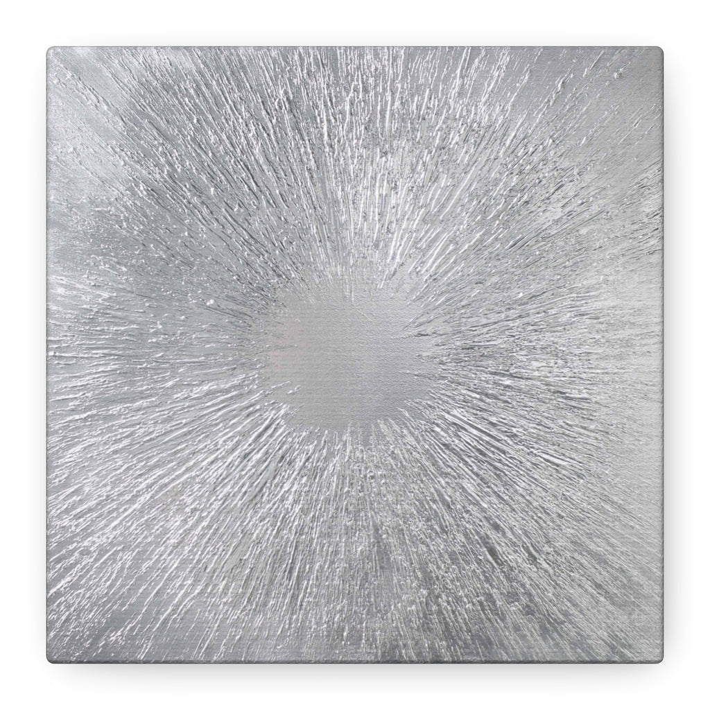 Silver Burst Abstract Canvas Wall Art — Matte Stretched 1.25"
