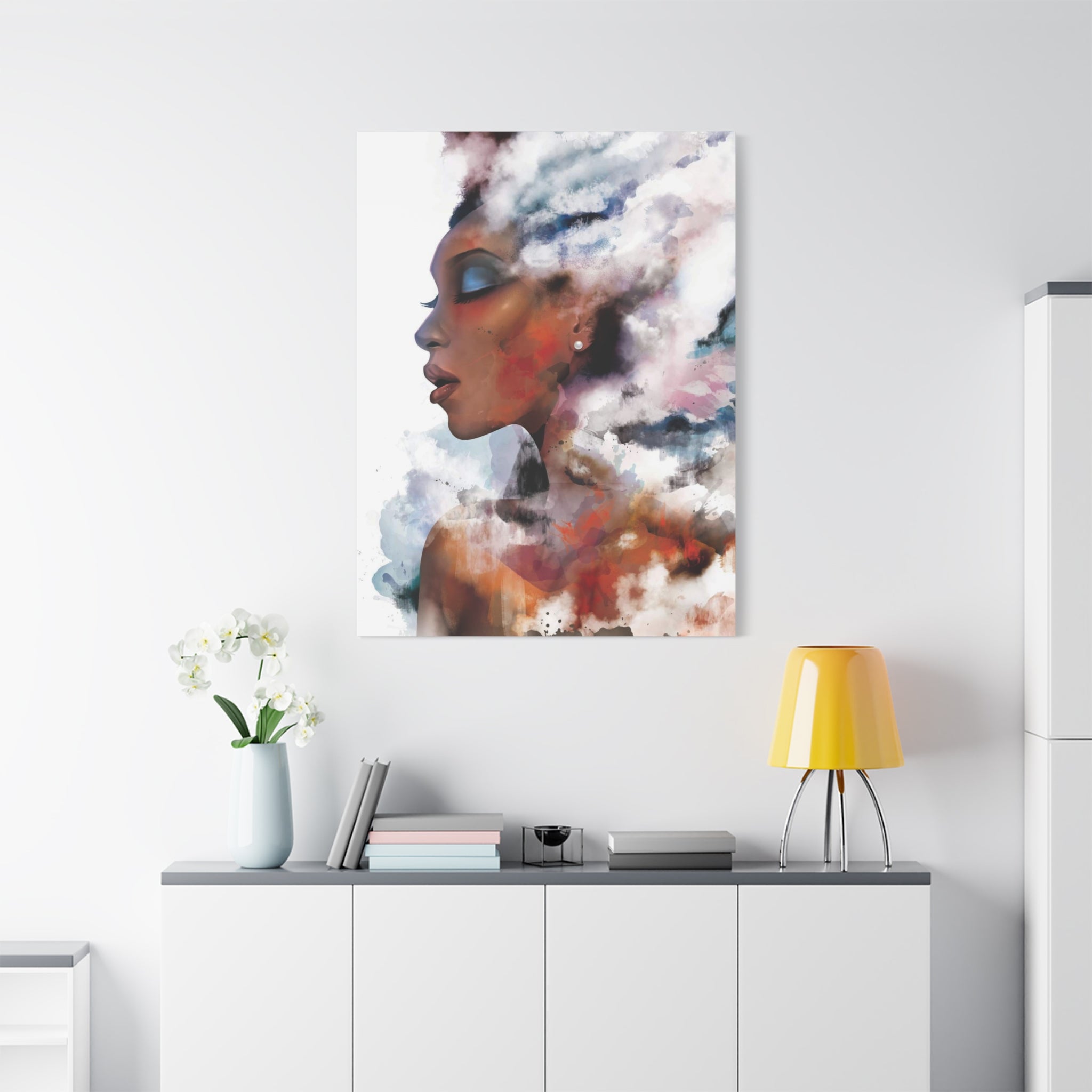 Abstract Portrait Canvas - Dreamy Woman Watercolor Wall Art
