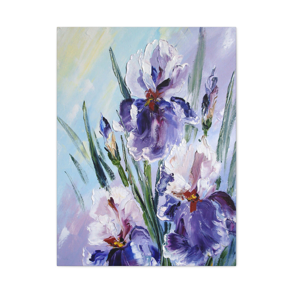 Purple Iris Canvas Art - Stretched Matte Floral Wall Painting - TheKaraHan