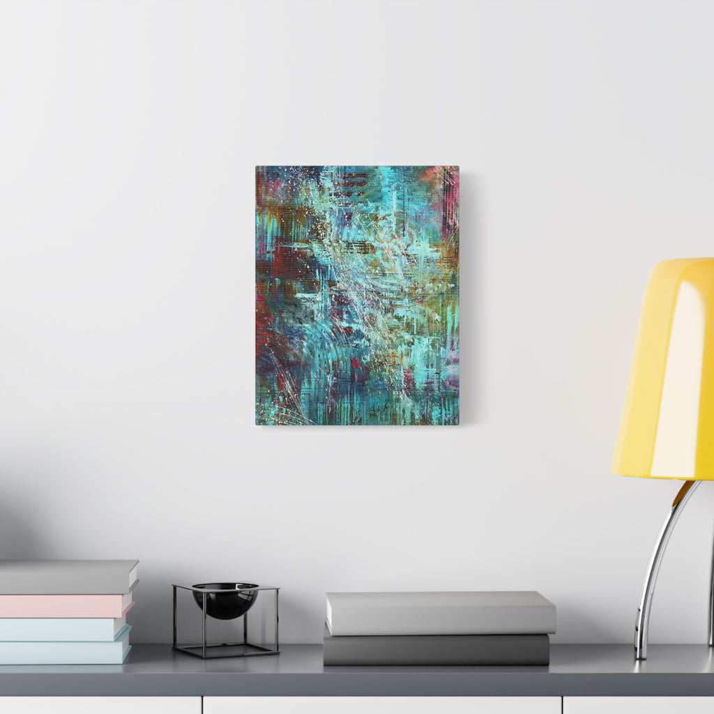 Abstract Teal & Gold Matte Canvas Art - Stretched Wall Decor