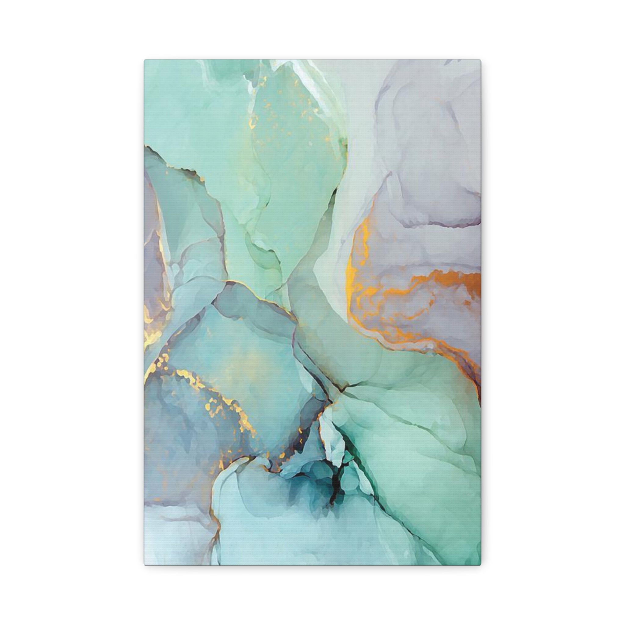 Aqua Marble Abstract Canvas Art — Matte Stretched Wall Print 