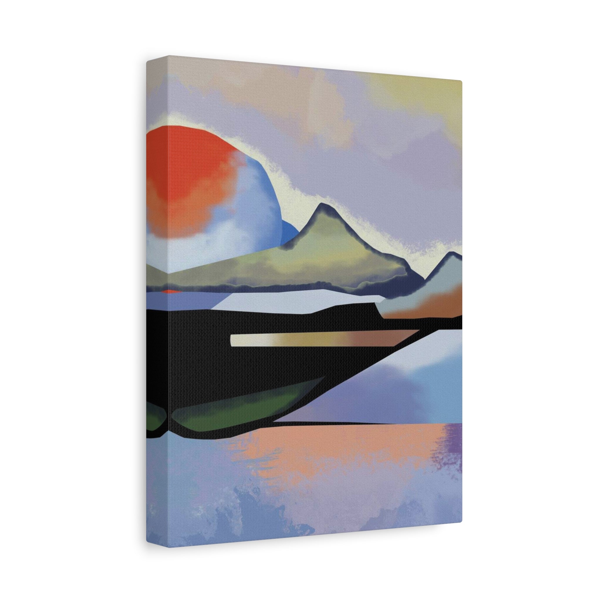 Abstract Sunset Landscape Canvas Print — Modern Mountain Wall Art 
