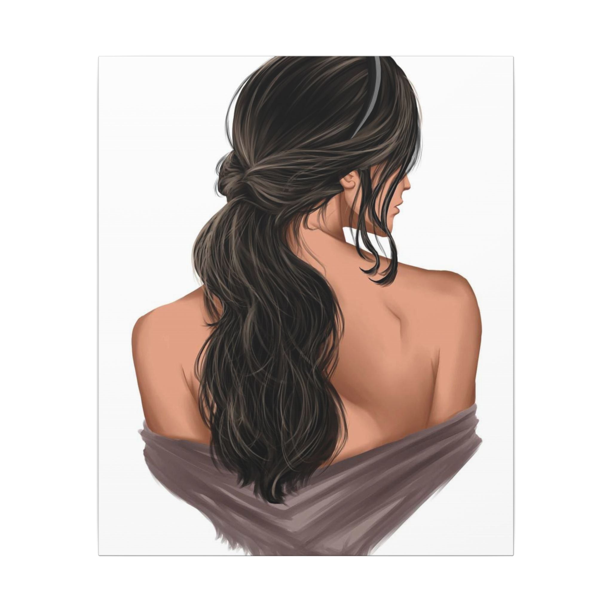 Portrait Canvas Print — Woman Back View with Loose Ponytail 