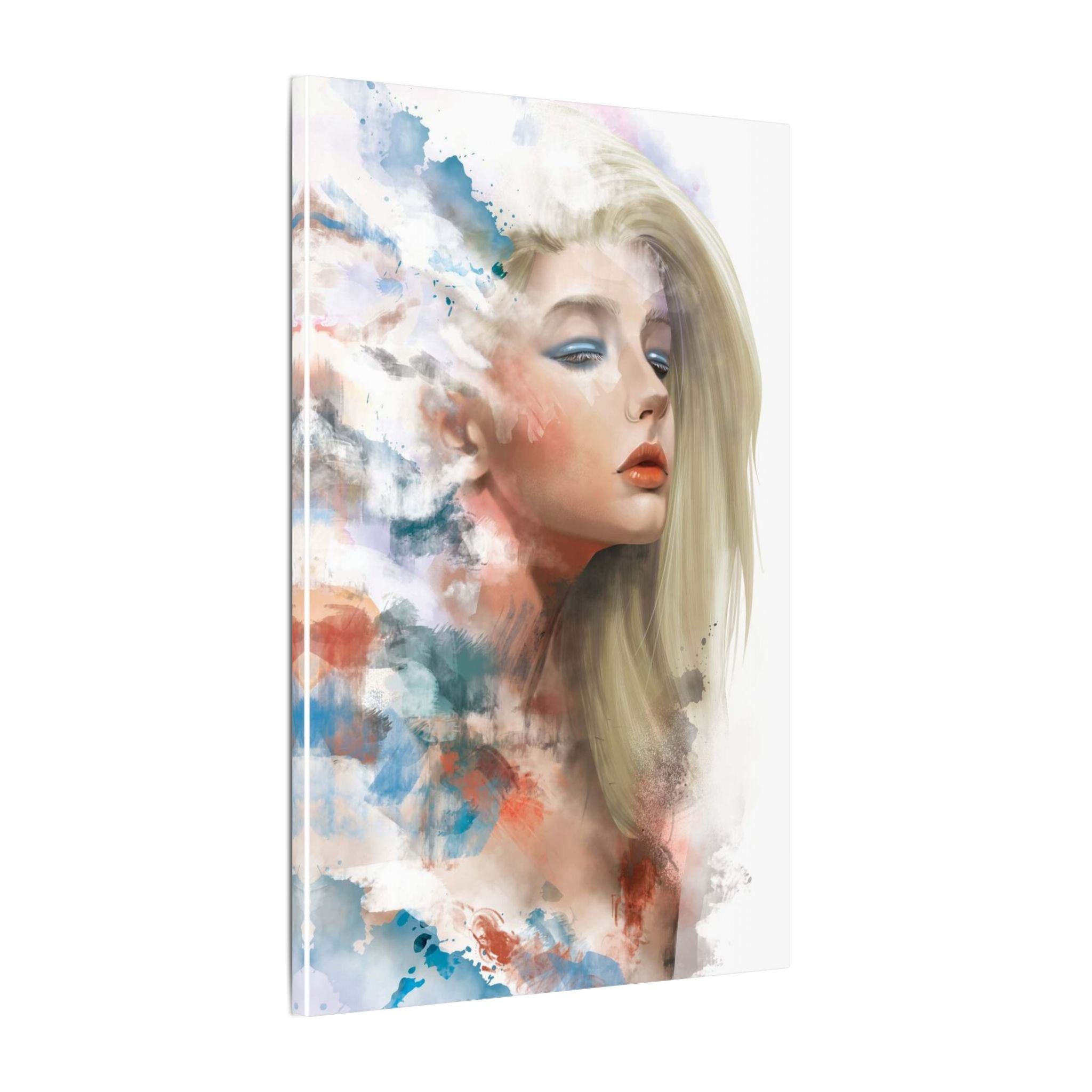 Watercolor Portrait Canvas — Dreamy Female Face Wall Art, Matte Stretched Print