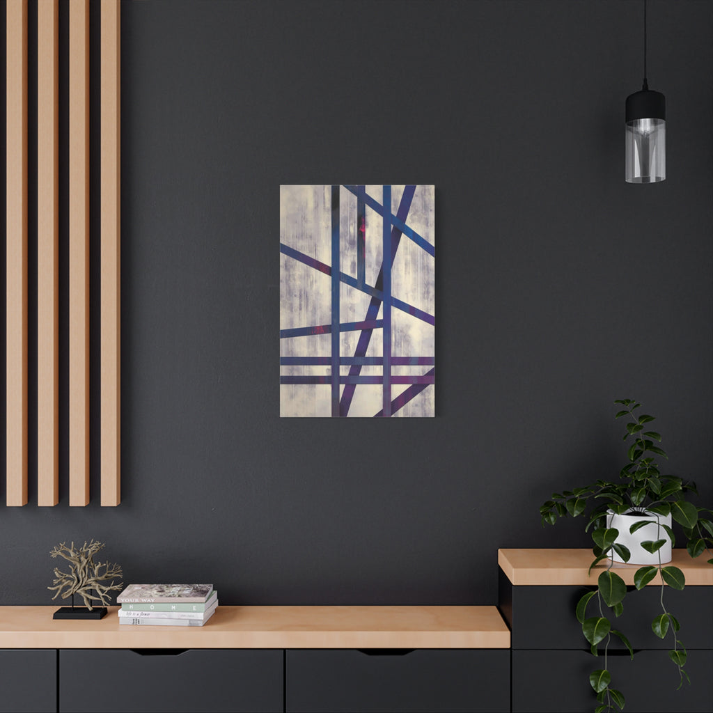Abstract Geometric Canvas Print – Modern Blue & Purple Lines Art