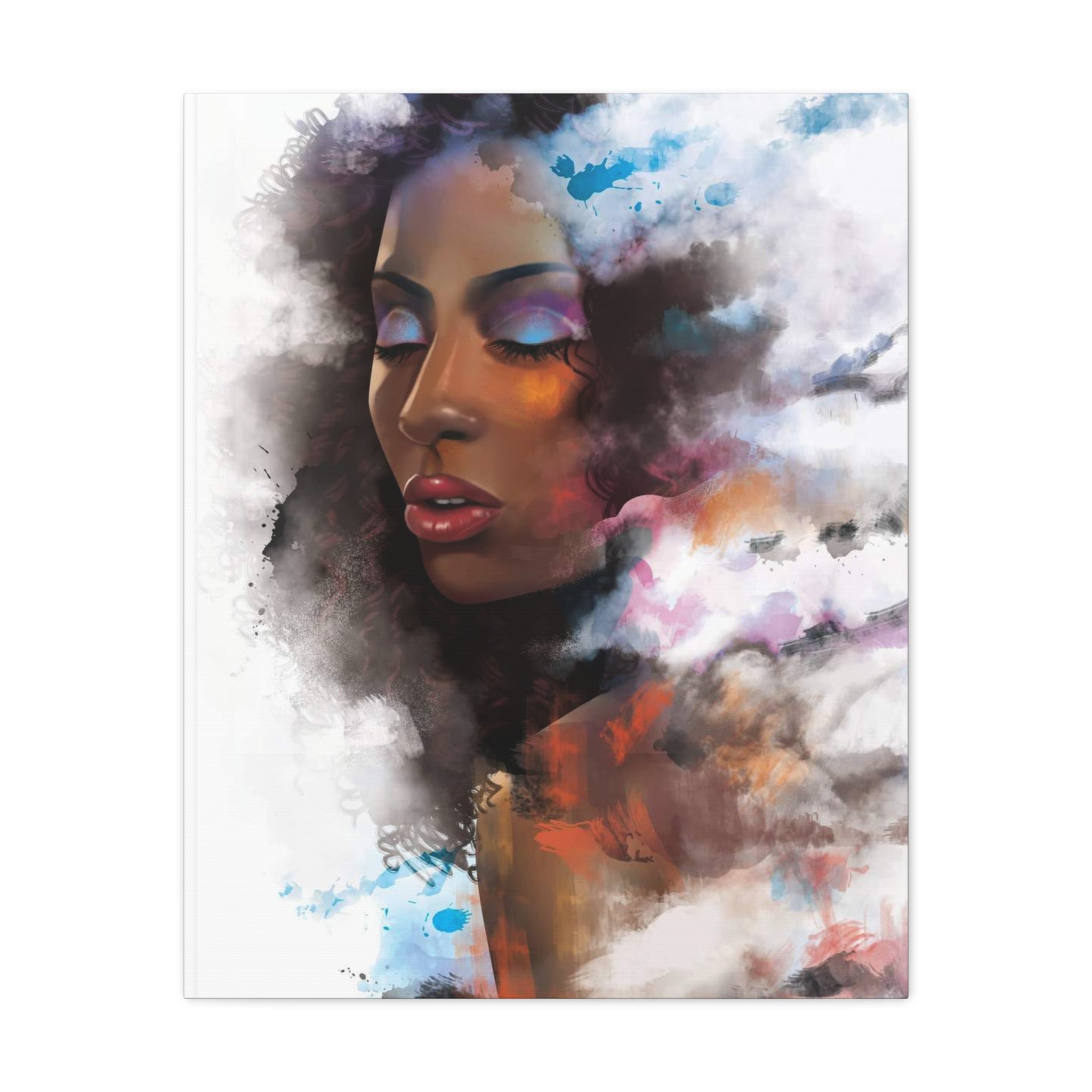 Abstract Portrait Canvas Wall Art — Colorful Afrocentric Woman Matte Stretched Canvas