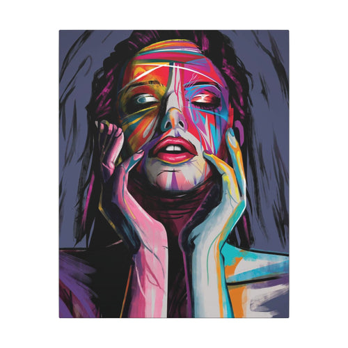 Abstract Colorful Woman Portrait Canvas — Modern Pop Art Face Wall Decor