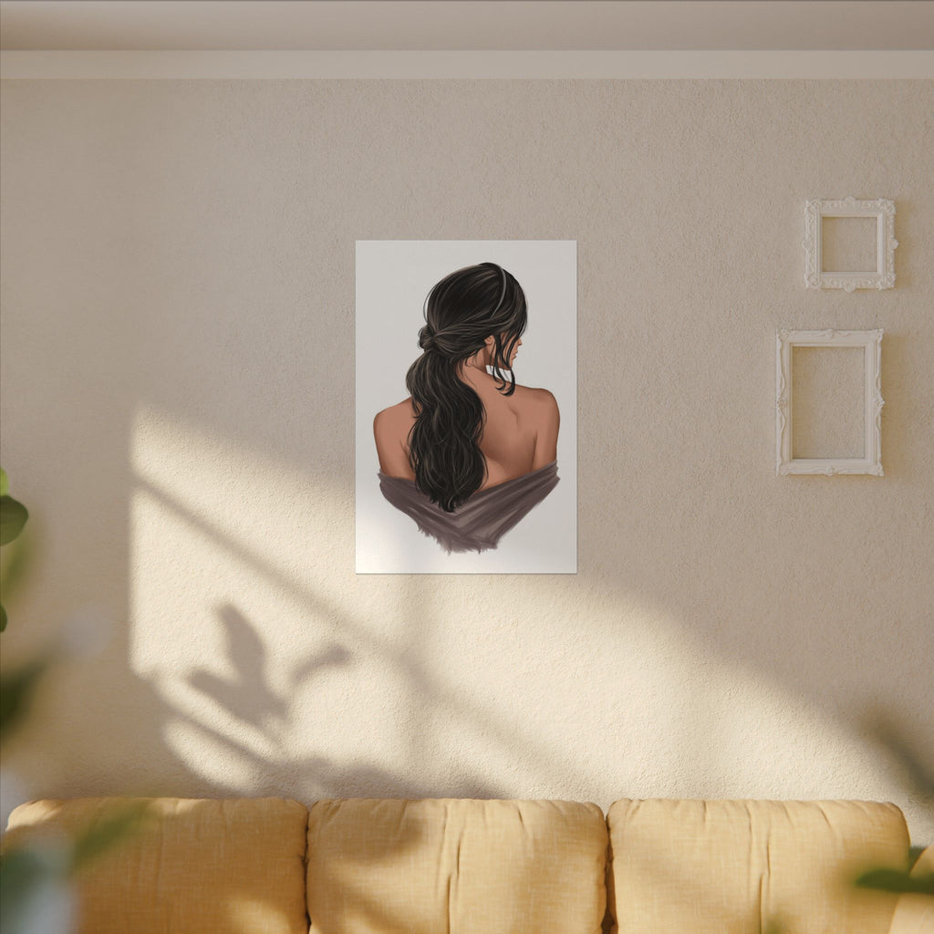 Portrait Canvas Print — Woman Back View with Loose Ponytail 