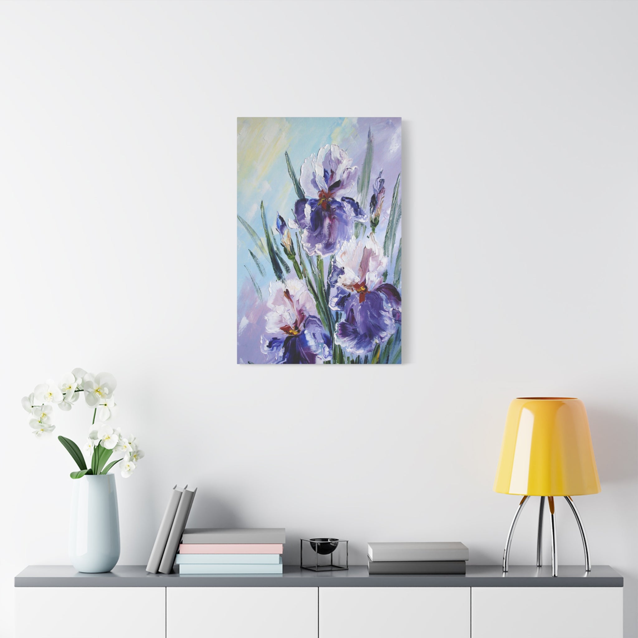 Purple Iris Floral Canvas Art — Stretched Matte Wall Painting