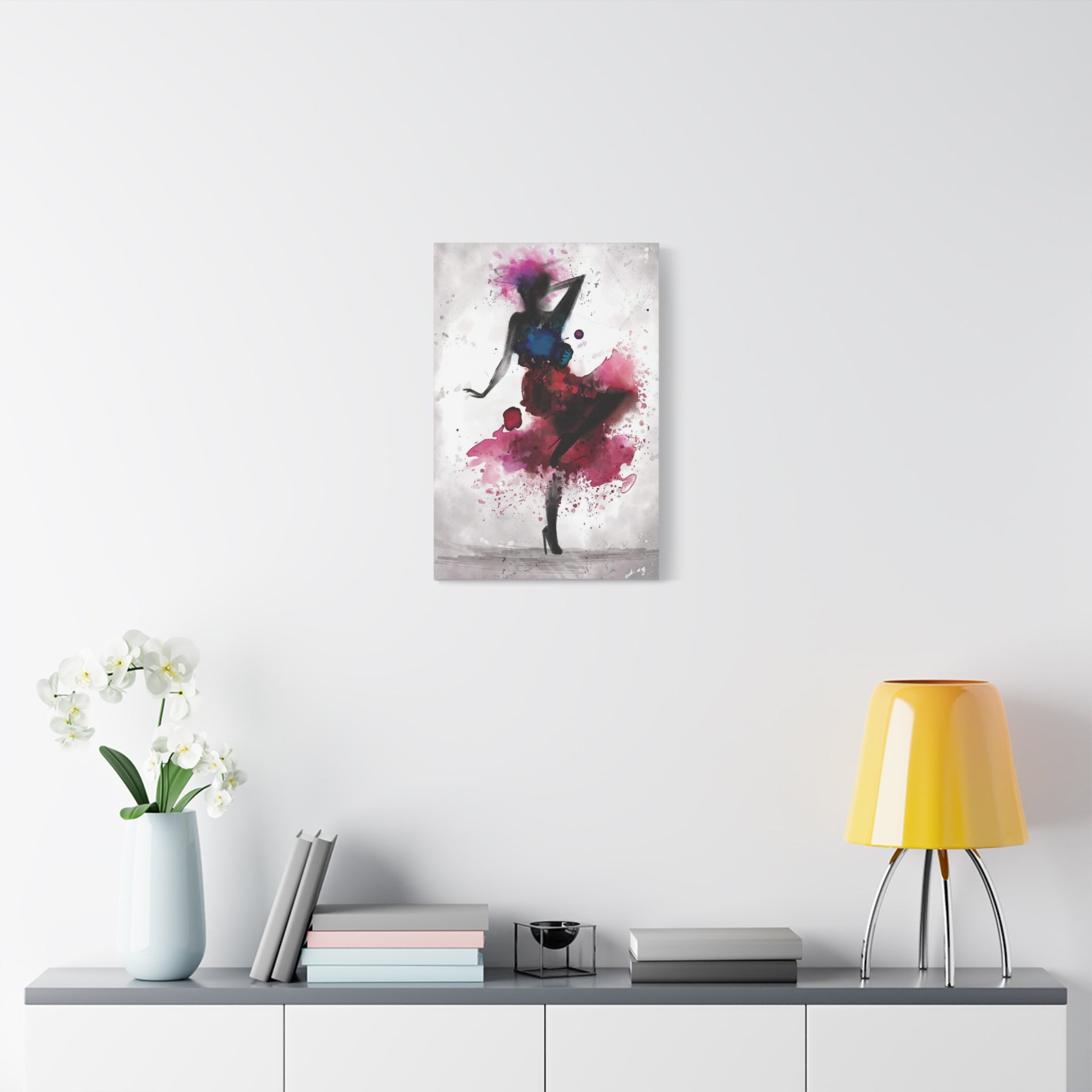 Watercolor Ballet Dancer Canvas Art — Fashion Silhouette Matte Stretched Wall Art 