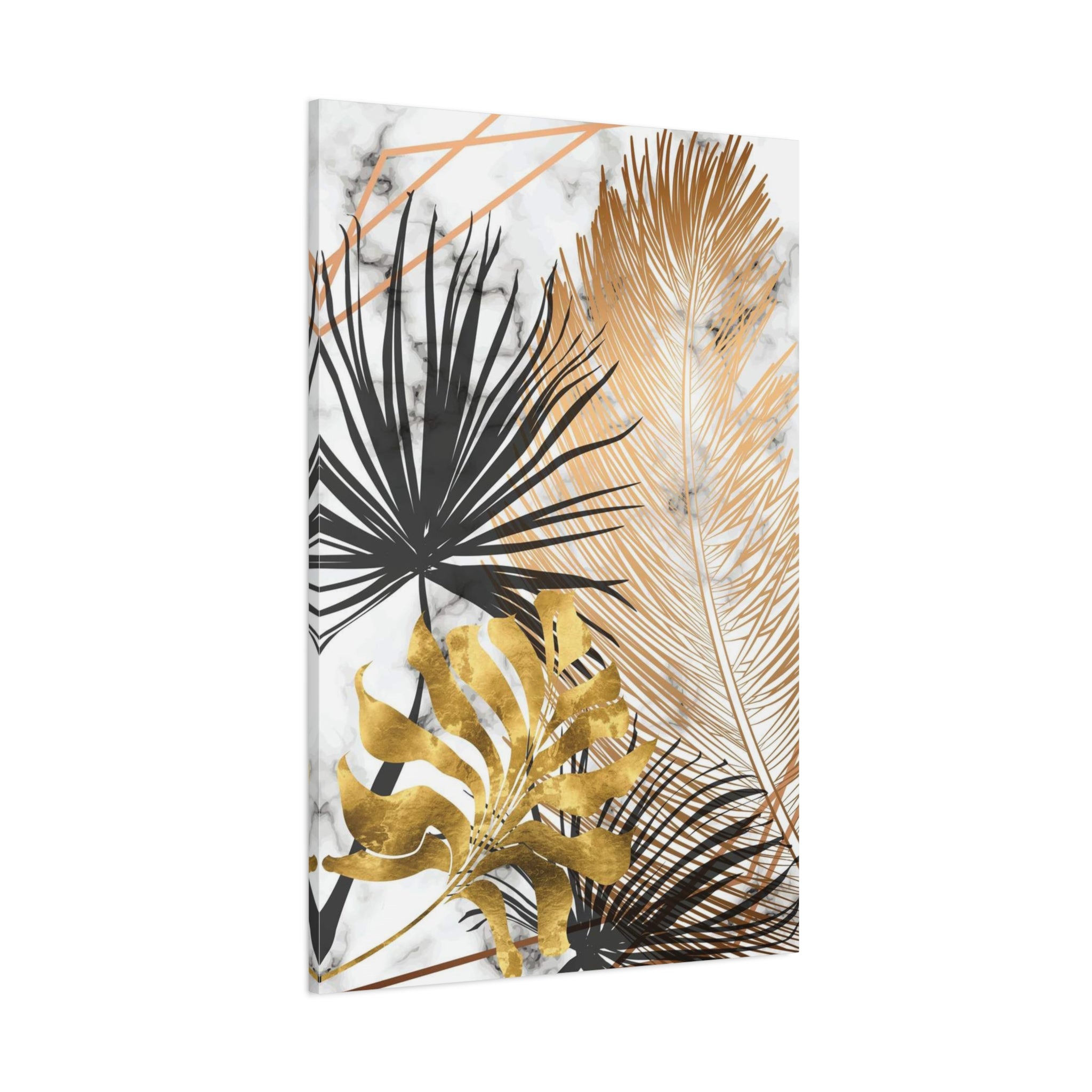 Gold & Black Tropical Feathers Canvas