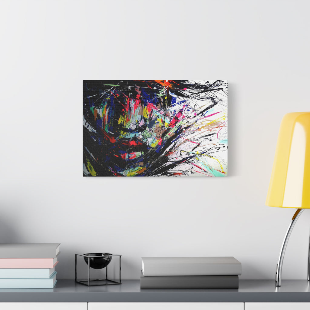 Abstract Color Splash Face — Matte Stretched Canvas Wall Art