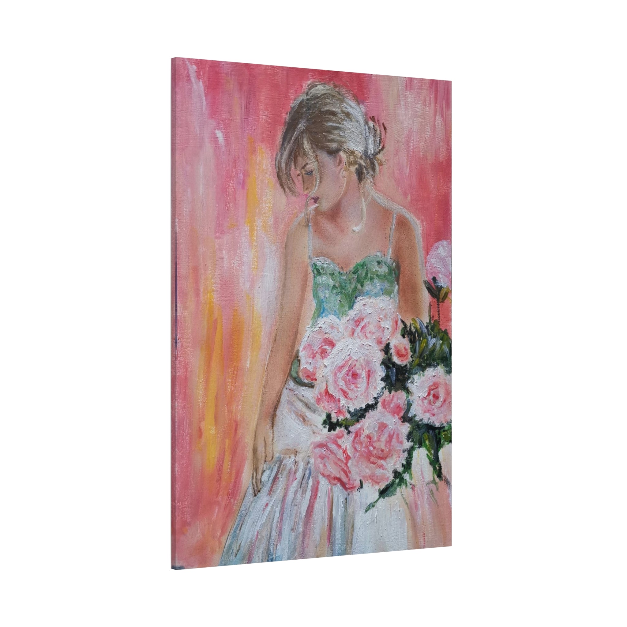 Romantic Rose Ballet Canvas Print — Pink Floral Ballerina Wall Art 