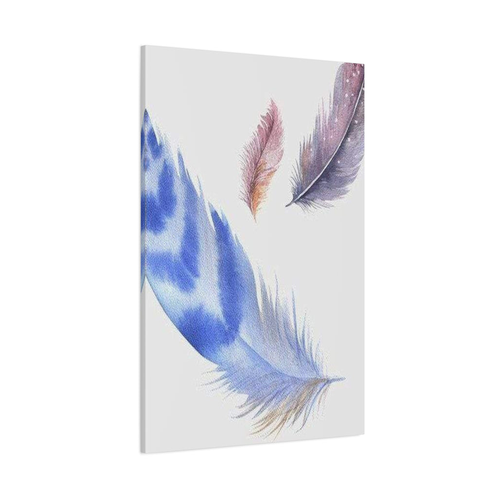 Watercolor Feather Canvas Print – Blue & Pastel Feather Wall Art