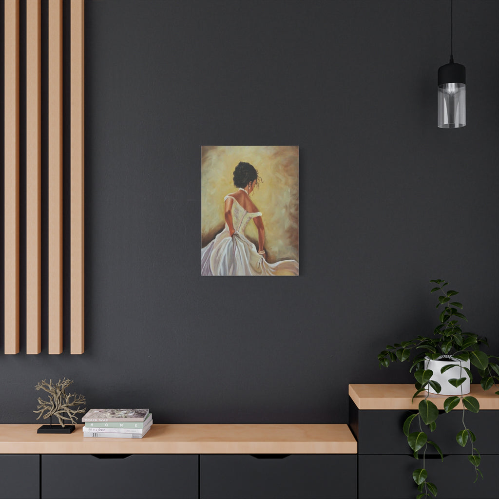 Elegant Bride Portrait Canvas Print — Romantic Wedding Wall Art