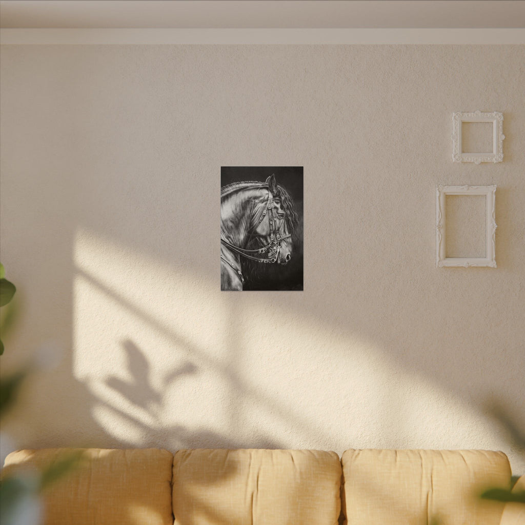 Black & White Horse Portrait Canvas — Matte Stretched Wall Art