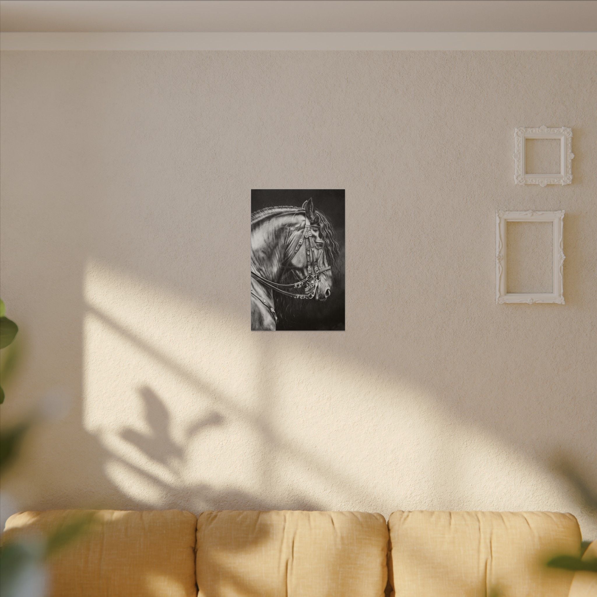 Black & White Horse Portrait Canvas — Matte Stretched Wall Art