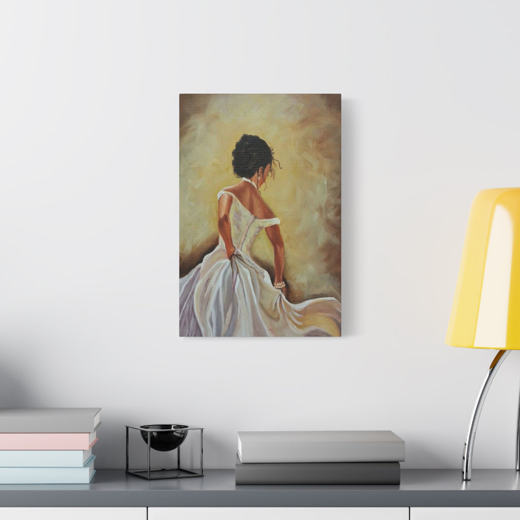 Elegant Bride Portrait Canvas Print — Romantic Wedding Wall Art