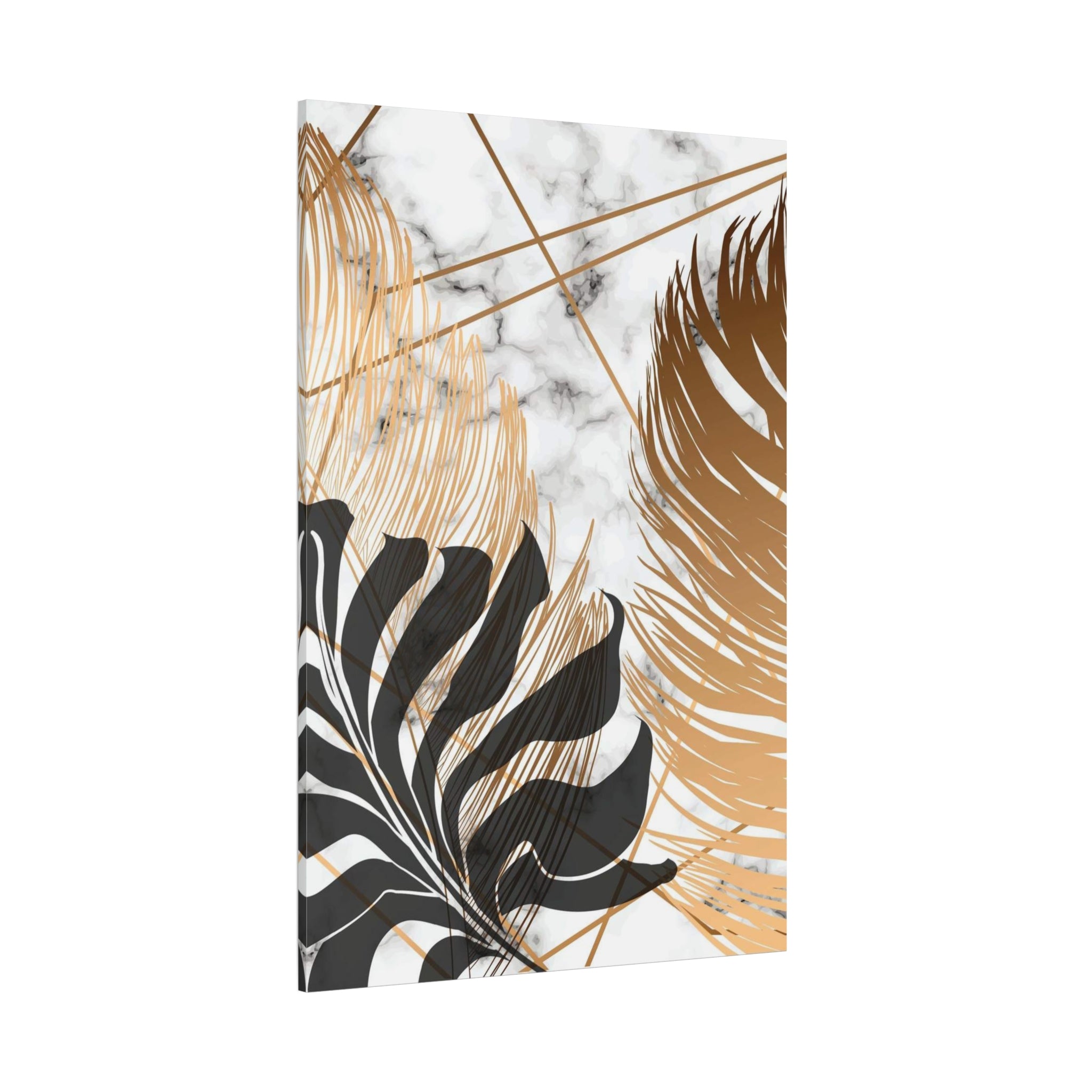 Tropical Palm Canvas Wall Art — Gold & Marble Botanical Print