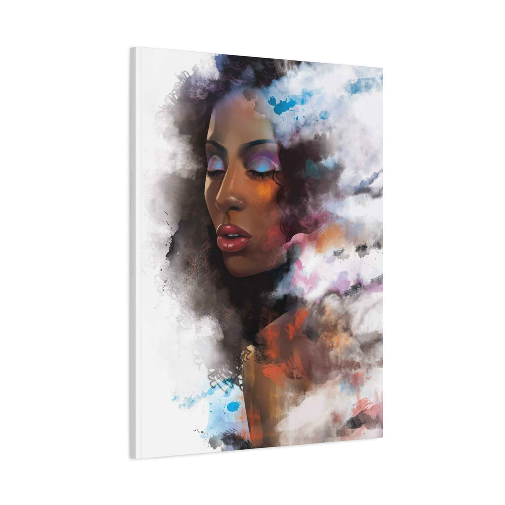 Abstract Afrocentric Canvas Art — Colorful Woman Matte Stretched Portrait Wall Art - TheKaraHan