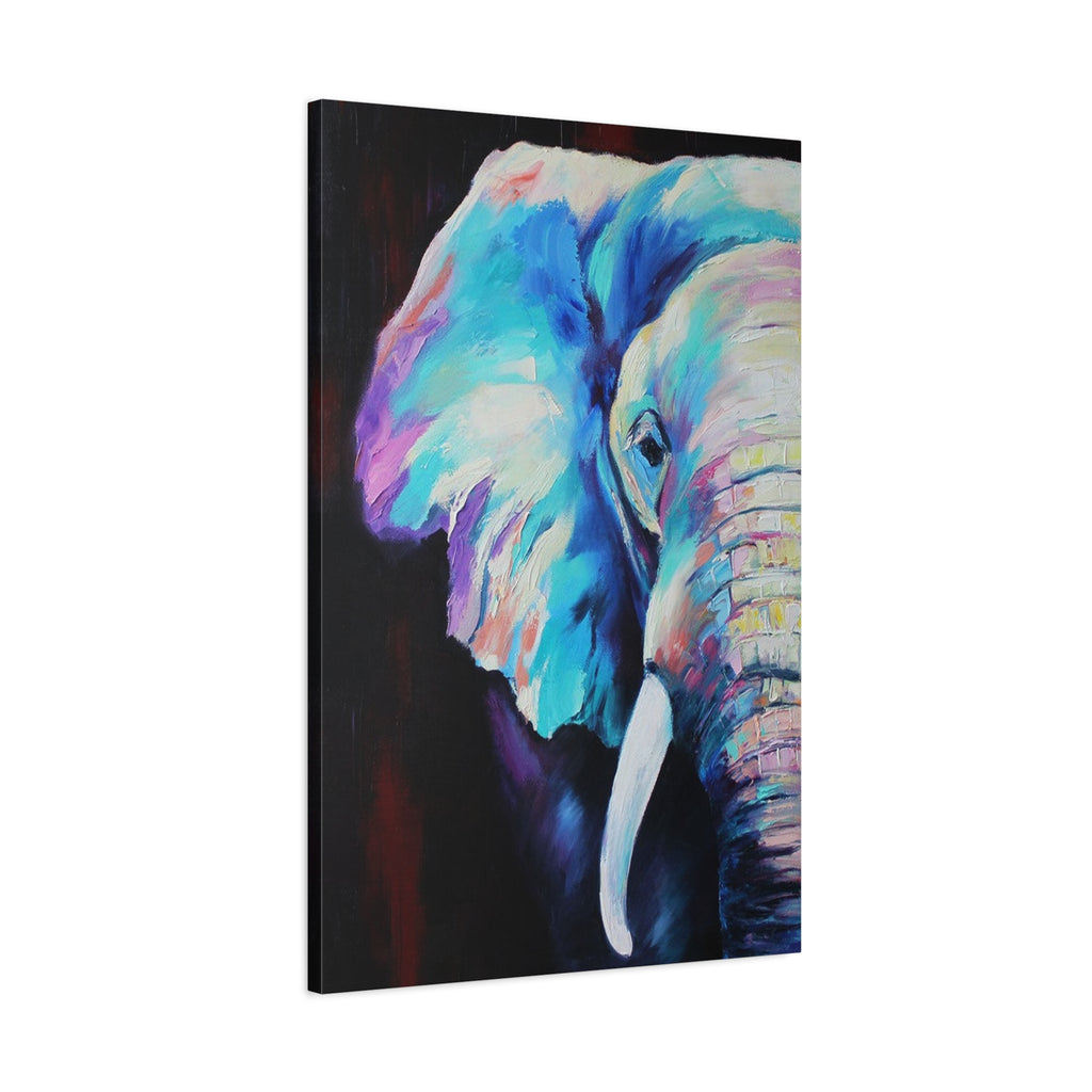 Vibrant Colorful Elephant Matte Stretched Canvas Wall Art