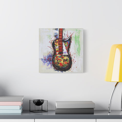 Abstract Colorful Guitar Canvas Art – Stretched Matte Wall Decor 