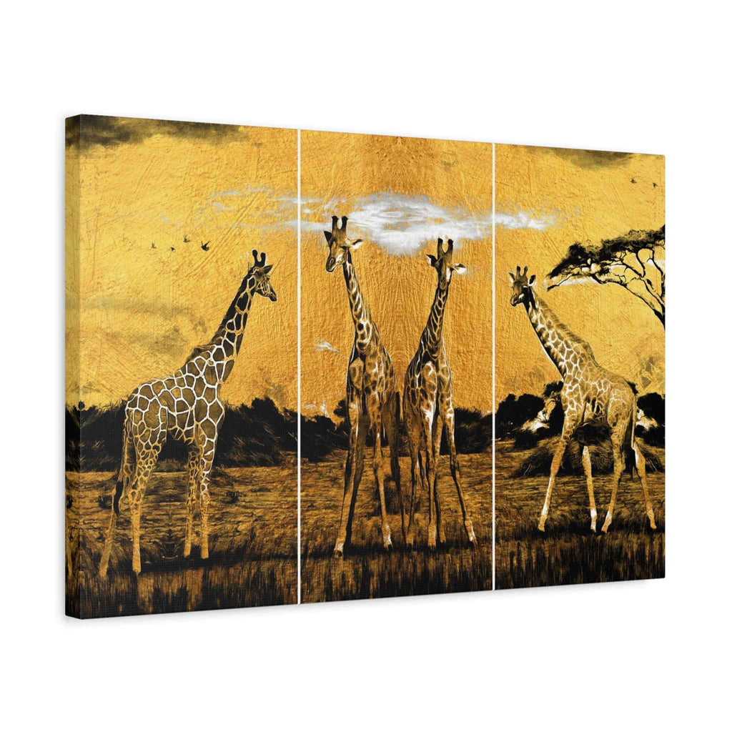 African Giraffe Wall Art – Stunning Triptych Canvas Safari Wildlife Decor