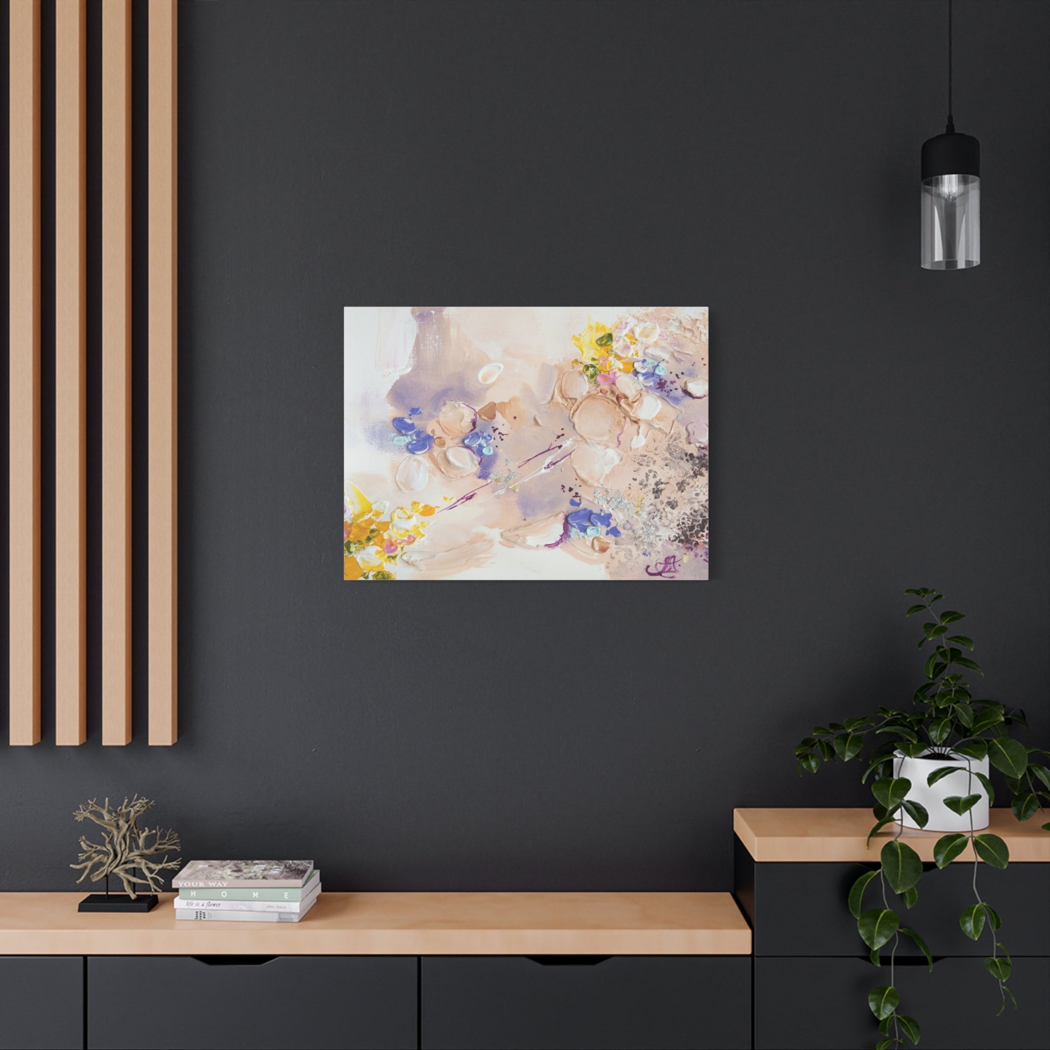Abstract Floral Matte Canvas Wall Art — Pastel Bouquet Stretched Print 