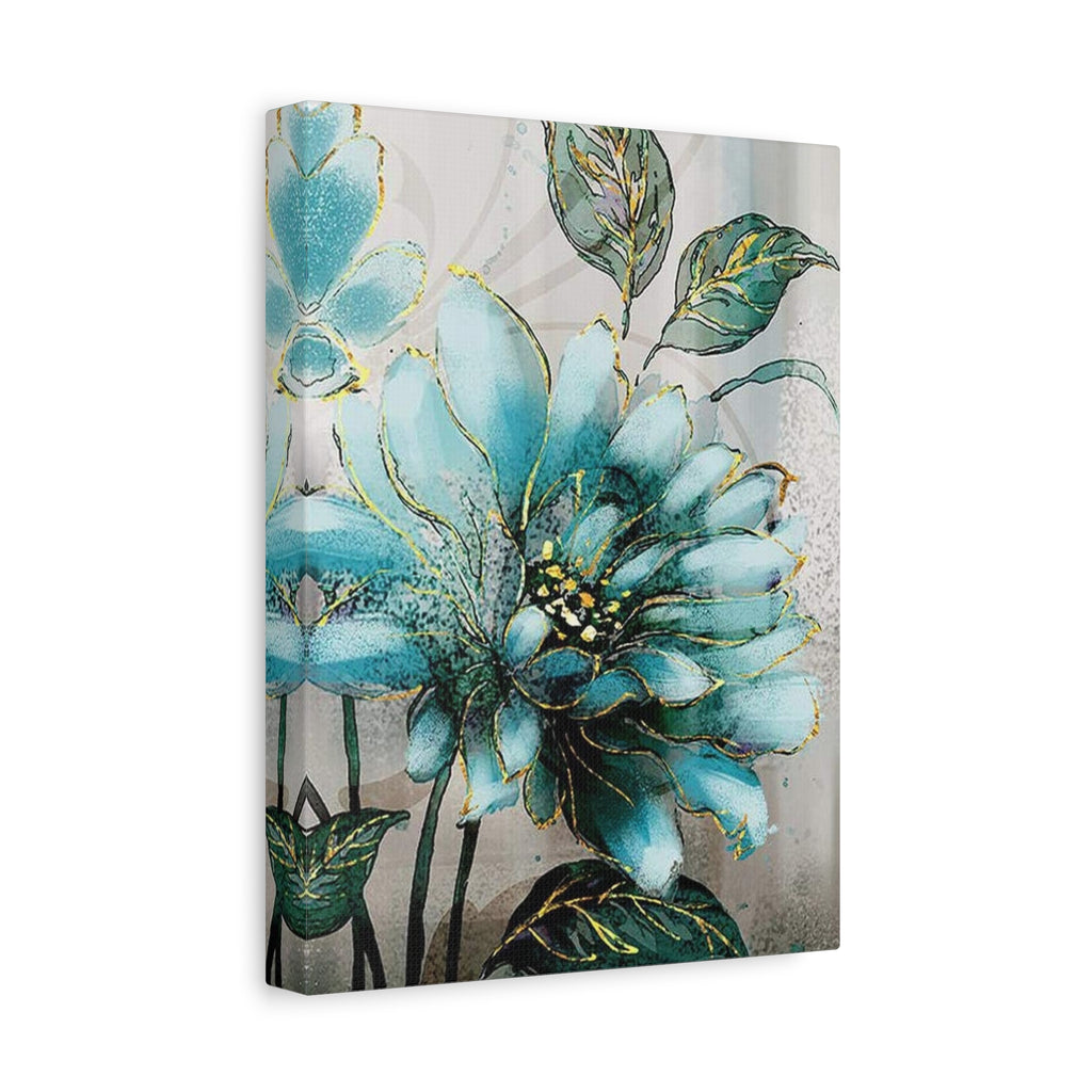Teal Floral Canvas Print — Matte Stretched Wall Art