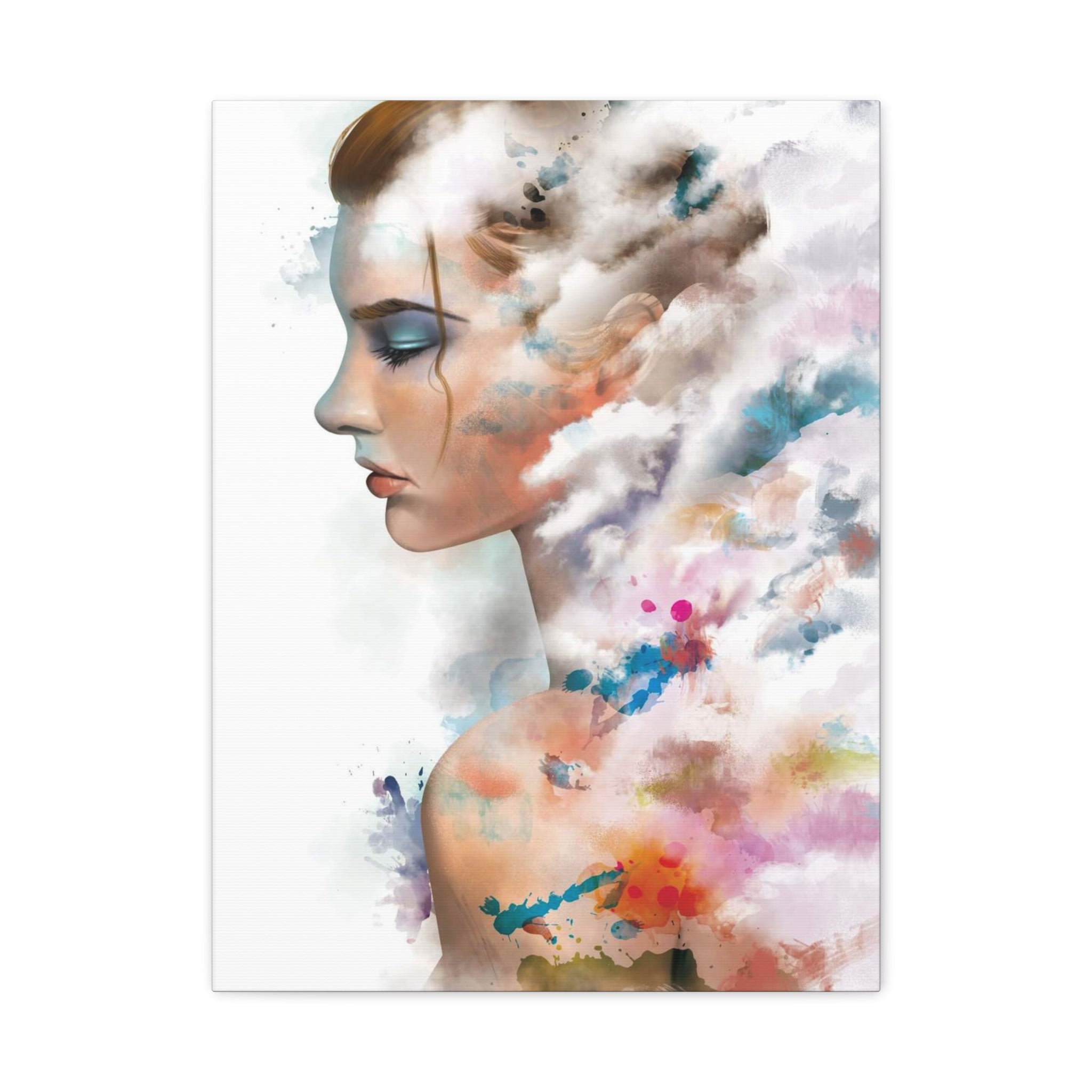 Dreamscape Portrait Canvas - Abstract Watercolor Woman Wall Art 