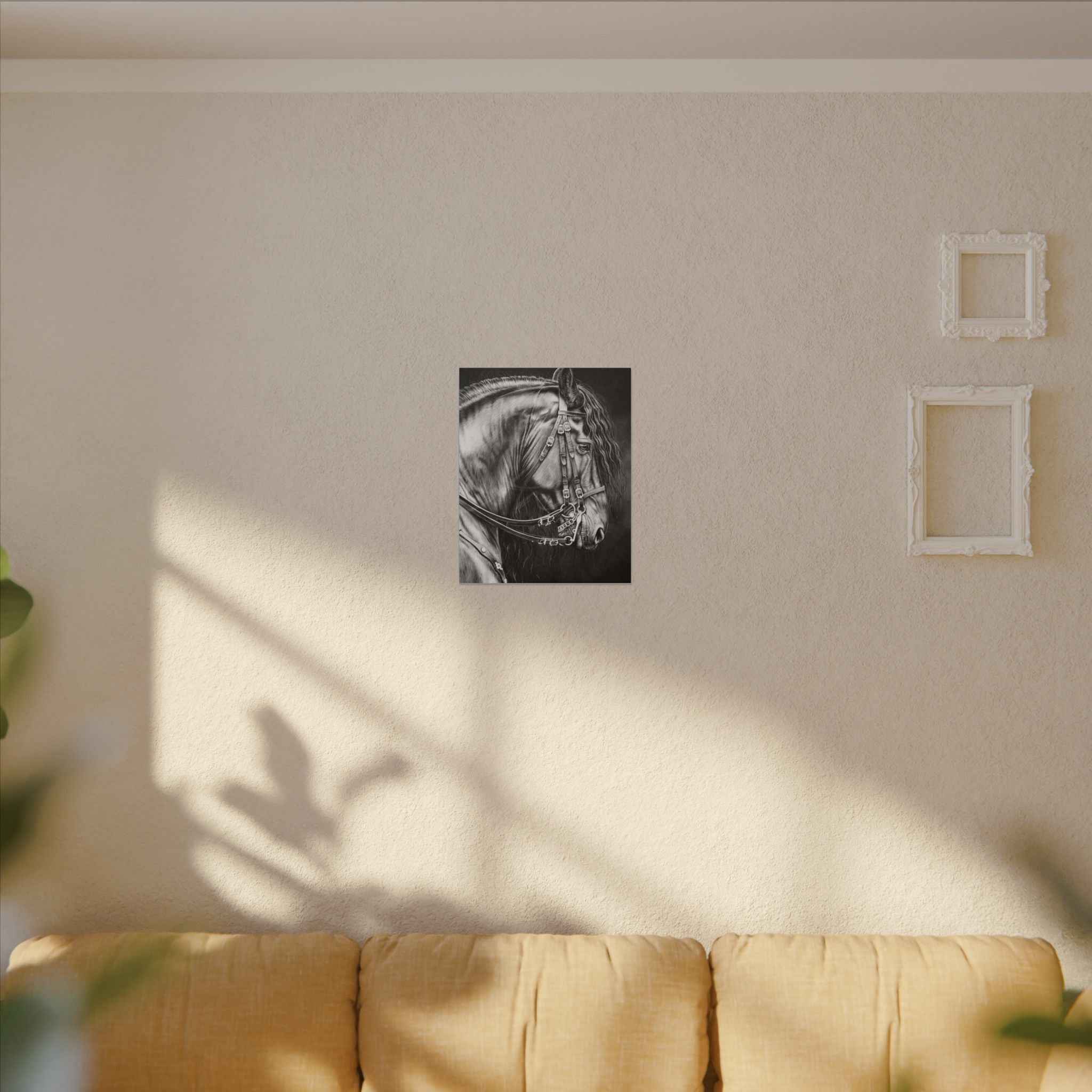 Black and White Horse Portrait Canvas - Matte Stretched Wall Decor - TheKaraHan