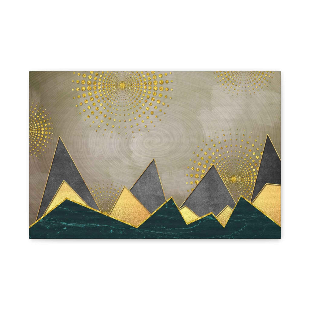 Abstract Gold Mountain Wall Art – Modern Luxury Geometric Canvas Decor